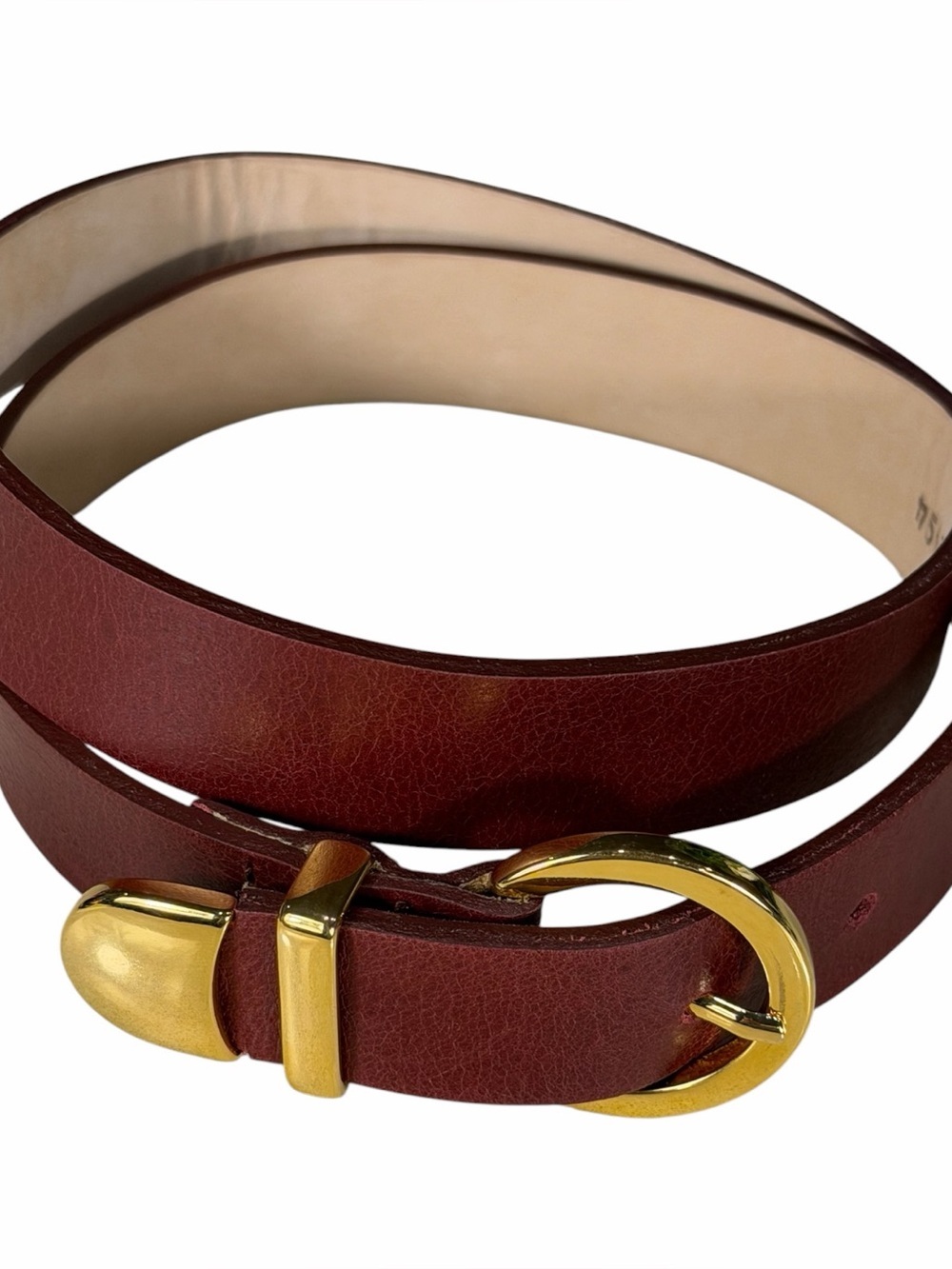 Italian Brown Leather Belt with Gold Buckle Made In USA by Streets Ahead Vinta